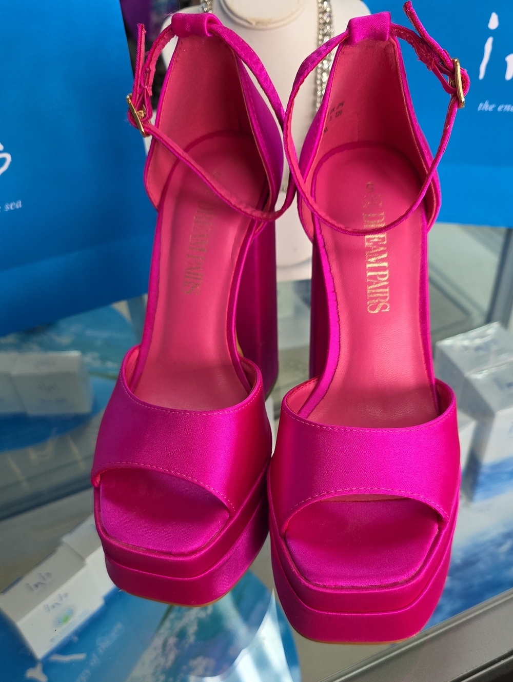 Dream Pairs Hot Pink Platform Ankle-Strap Sandals Size 5
